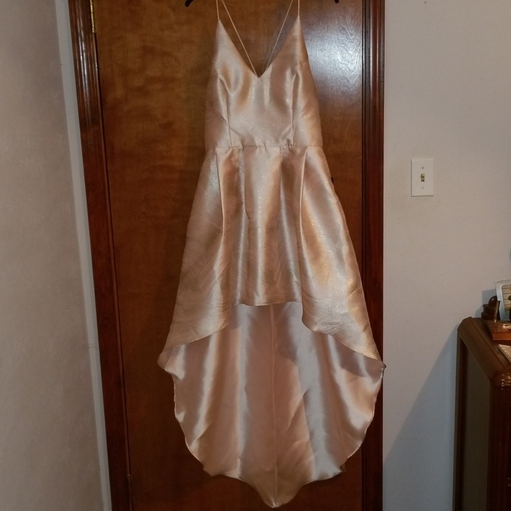 High-low pale pink & silver dress w/pockets - Picture 8 of 8